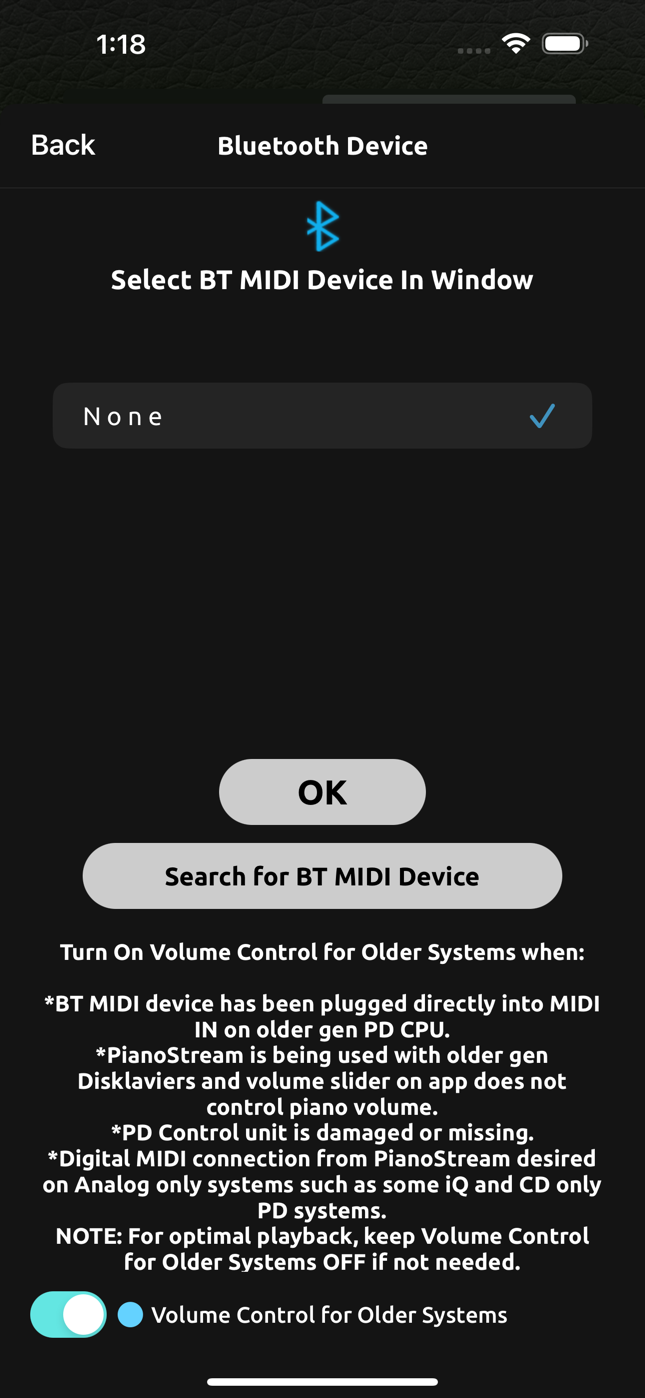 Volume Control Setting